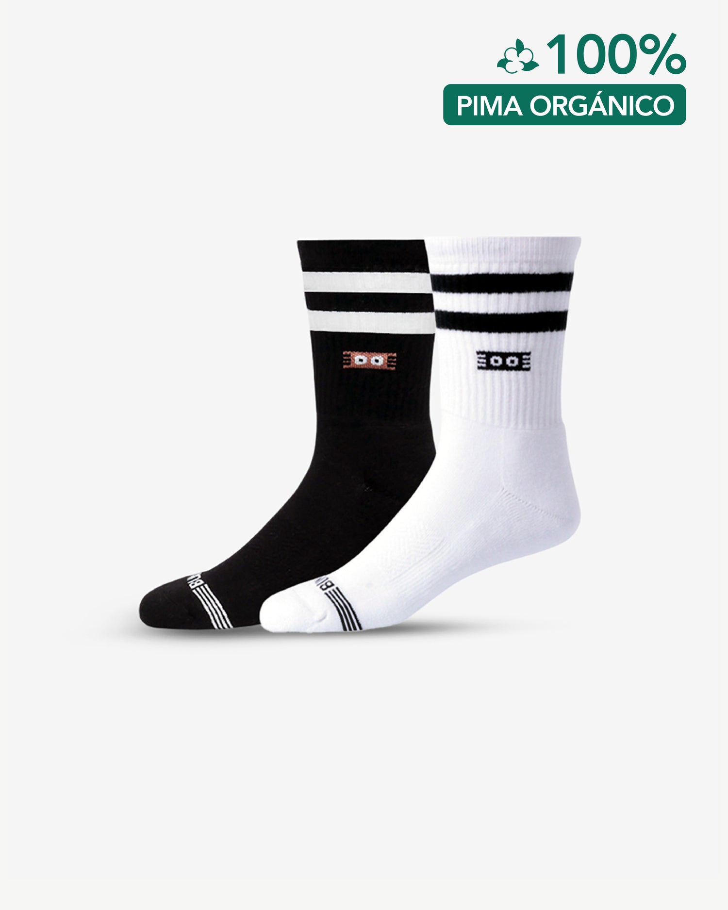 2PACK MEDIA ALTURA AFELPADA NEW VINTAGE BLANCO NEGRO