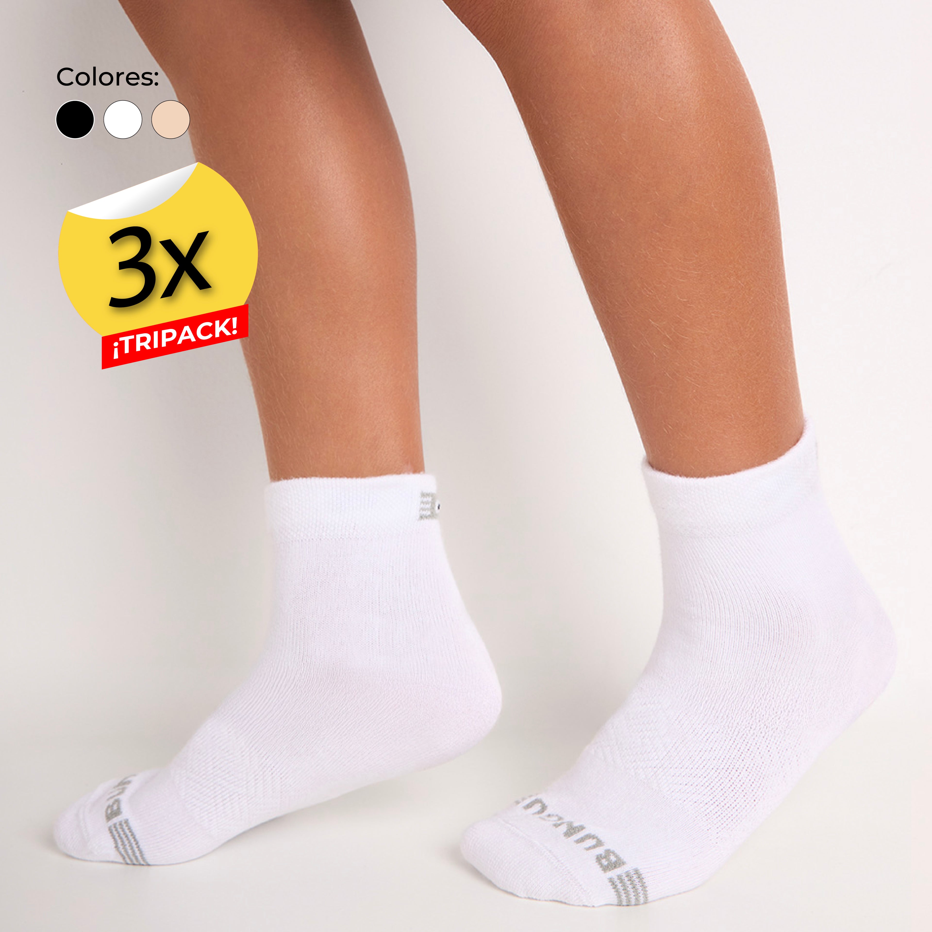 TRIPACK KIDS TALONERA LIGERA BÁSICO BLANCO NEGRO NUDE